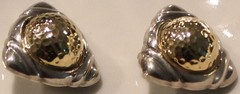 PBD Peter Brams Design Triangle Shape 14kt Yellow Gold and Sterling Earrings 1″L