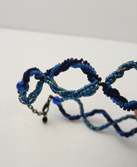 Vintage Czech Republic Choker Necklace Blue Beads Infinity 90s Y2K