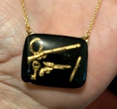 Alex and Ani Black Gold gun Design necklace