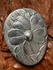 1940s Wartime Hammered Aluminum Dogwood Motif Clip Back Earrings Alcoa Renoir
