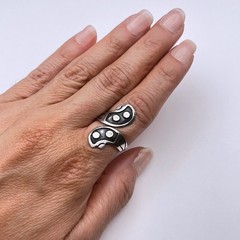 Vintage Sterling Silver Taxco Ring Adjustable Unisex Signed MMA Eagle 3
