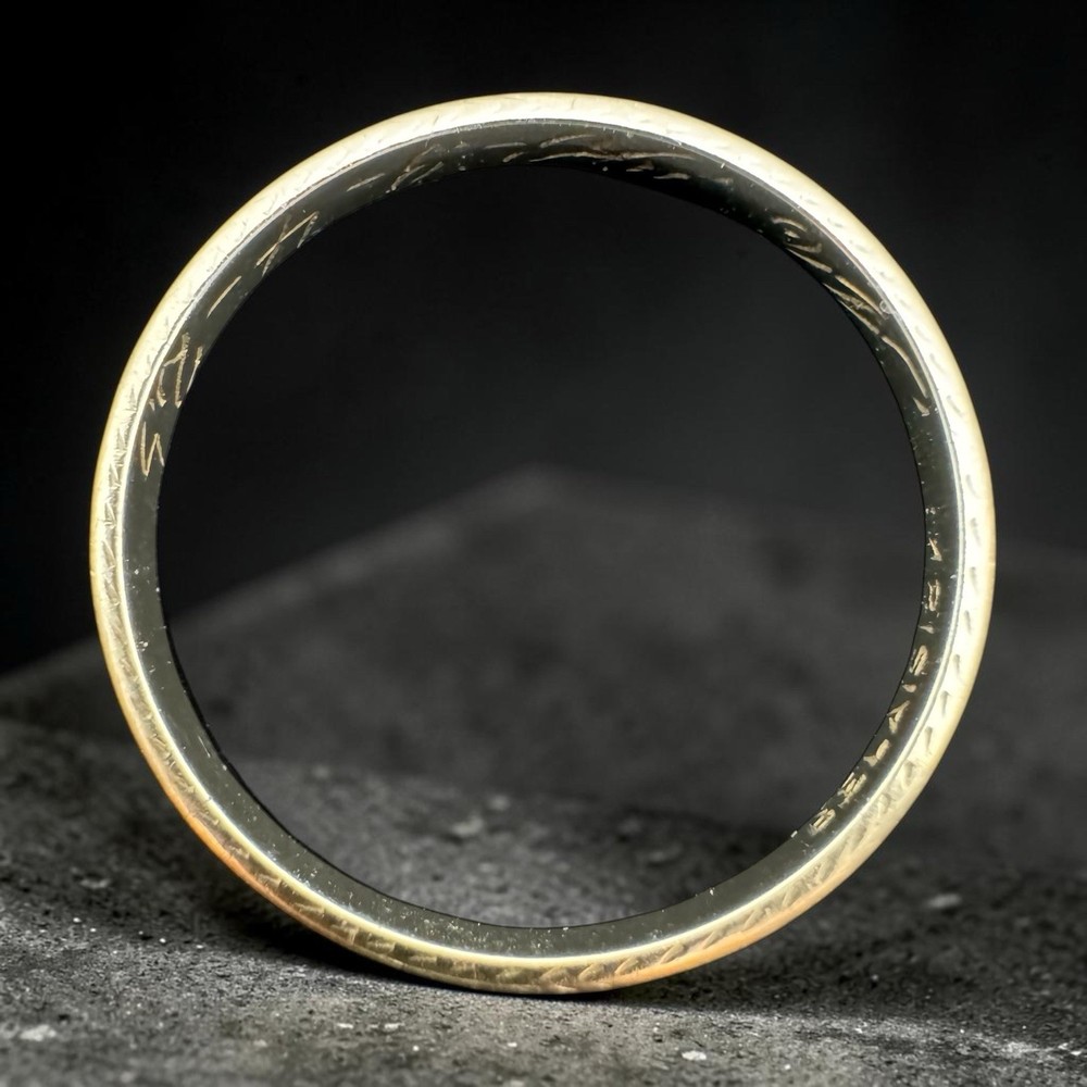 Antique Belais 18K White Gold Wedding Band Ring Size 7.25 Dated 1925