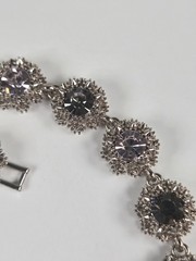 Pink & Gray Rhinestone Choker Necklace Silver Tone Dark Romance Jewelry