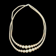 Vtg Double Strand Graduated Faux Pearl Necklace Fancy Box Clasp 21” Cottagecore