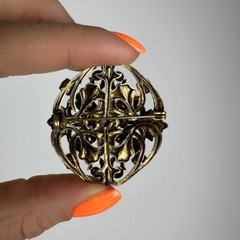 Vintage brooch – USSR jewelry – soviet orange stone – Czech Republic