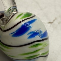 Vintage Murano Venetian Blue Green White Striped Heart Shaped Pendant