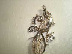 TRIFARI ALFRED PHILIPPE STERLING SILVER,VERMEIL,BIRD of PARADISE BROOCH,SIGNED