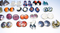 26prs Vintage 80s + Earrings Enamel Colors Button Huge Lot