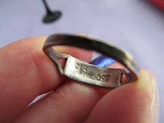 VINTAGE OLD PAWN STERLING ZUNI CS LONJOSE MOTHER OF PEARL LAPIS INLAY RING