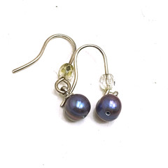 Retro Peacock Pearl Necklace 8mm Black Freshwater Drop Earrings 21 In