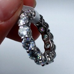 Round Moissanite Wedding Ring Full Eternity Band Stackable Tennis 9 NWT