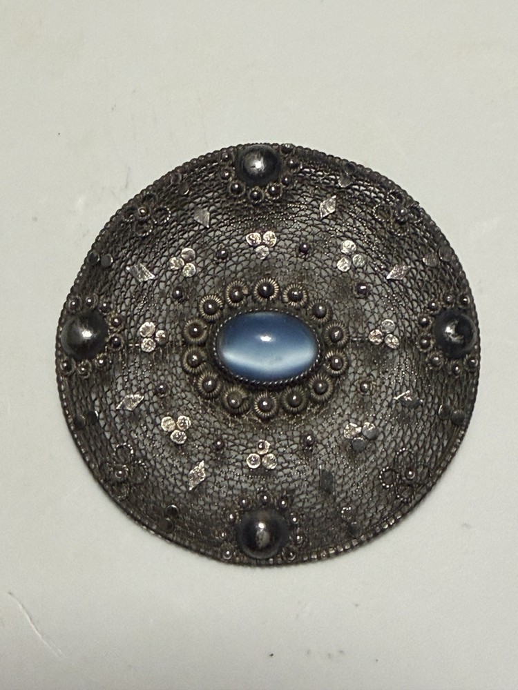 Vintage Yemenite-style Filigree Coat Brooch Large 2.25in