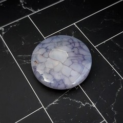 Vintage Pendant/Large Bead Blue Cracked Pattern Circle – No Chain Included