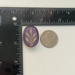 Vintage 925 Sterling Silver Purple Glass Flower Oval Brooch Pin Pendant