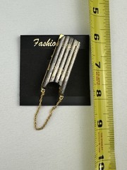 Gold & Silver Tone Sled Brooch Vintage Chain