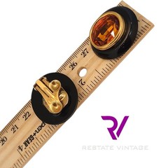 Brevete France Gauche Orange Stone Black Designer Classic Couture Clip Earring