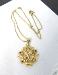 Trifari Goldtone Flower Basket Rhinestone Pendant & 16″ Chain Signed USA