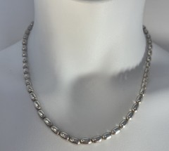 Vtg ITALY 925 Sterling Silver Modernist Barrel Shaped Necklace UNISEX 18” 22.89g