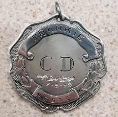 Vintage 1959 Sterling Silver Frankie N.S.D.T.C CD Pendant- 7-5-59- 15.7 Grams