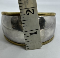 STERLING SILVER SUZANNE ST. CLAIR SIGNED CUFF BRACELET Earrings 53g Copper Trim