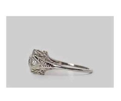 Art Deco Style Round Lab Created Diamond 14K White Gold Finish Engagement Ring