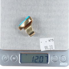 sz5 Anthony sanchez Navajo 14k gold modernist freeform turquoise ring
