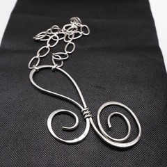 Vintage 1972 Napier Irregular Volutes Silver Tone 5″ Pendant 18″ Modern Necklace