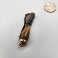 Vintage Hand Carved Tiger’s Eye Mano Figa Hand Pendant Good Luck Evil Eye Charm