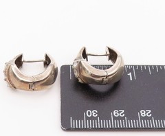 925 Sterling Silver Vintage Earrings Three Stone Topaz Huggie Hoops EG14443