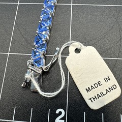 Vintage Suzanne Somers Silver 925 Blue CZ Bracelet 20cm long Thailand
