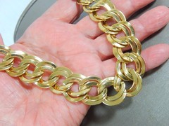 VINTAGE LARGE DOUBLE CURB LINK GRADUATED GOLD TONE 24″ NECKLACE