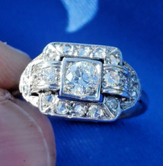NATURAL EARTH MINED DIAMOND Original Antique Engagement Ring Deco Solitaire 14K