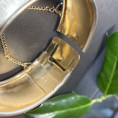 Vintage Bangle Bracelet Estate Jewelry Pre-Owned Textured Gold Plated Wash 7″