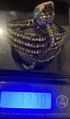 Vintage Black Rhinestone Snake Wrap Around Bracelet Hinged One Size Fits Most