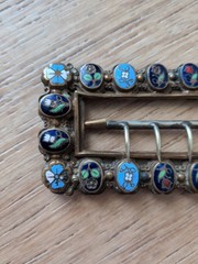 Antique 19th Century Gilt Enamel Victorian Belt Buckle Scarf Clasp