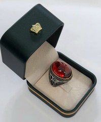 Classic Rif Top Minimalist Eagle Men Ring Sterling Silver 925 Agate Stone SZ 11