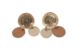 Coin Earrings Screw Backs Multi-national Real Money 1881-1951 Belly Dancer