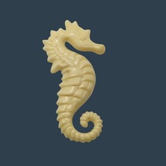 Vintage Plastic Seahorse Brooch Off-White Large 3″ Long