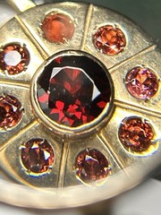 7” Vintage 9ct Yellow Gold Sweetheart Bracelet Garnet Sun Padlock Clasp 28.7g