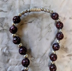 SILVER AMULET PENDANT NECKLACE VINTAGE STERLING Purple Silver color. Beadswith.