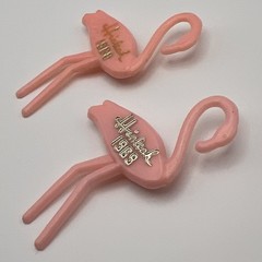2 Vintage Hialeah Pink Flamingo Brooch Pin 1968 1969 Park Race Track Souvenir