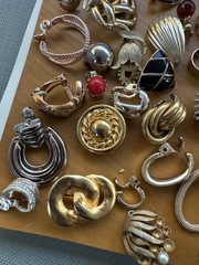 VTG Lot 79 SINGLE Clip-On Gold Tone Earrings Signed Escada Les Bernard Avon