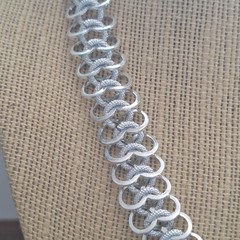 Vintage Germany Aluminum Chainmail Choker Necklace Mid‑Century minimalist 18.25″