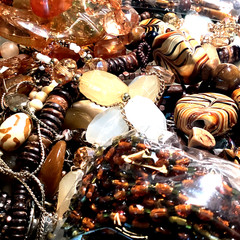 1/2LB Jewelry TREASURE Lot with Earthy & Warm Amber, Brown golden Autumn theme