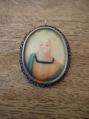 Vintage Hand Painted Madonna Portrait Silver 800 Brooch or Necklace