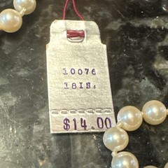 Marvella Vntg LUSTROUS Faux Pearl Single Strand Necklace 18” Knot Tied NOS NWT