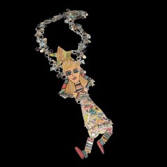 Artisan Designer Statement Necklace Figural Handmade Design Boho Jewelry OOAK