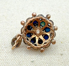 Antique Victorian Lapis Lazuli & Colorless Gemstone Cluster Pendant Mixed Metal