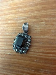 Lovely Antique Sterling Silver pendant with Smoky Quartz and Marcasite