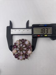 Vintage Signed WIESNER Faux Pink Fire Opal Purple Rhinestone Brooch Pendant
